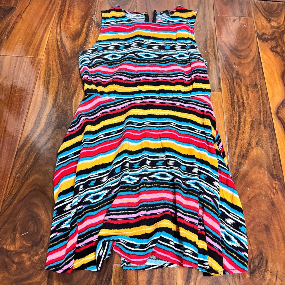 Zena Multicolored Casual Sundress Sleeveless Crew Neck  junior small